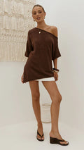Keisha Off The Shoulder Top - Chocolate