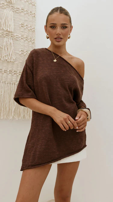 Keisha Off The Shoulder Top - Chocolate