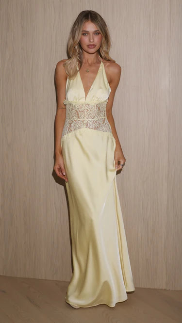 Celia Lace Maxi Dress - Yellow