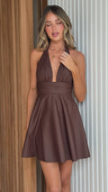 Anara Mini Dress - Brown
